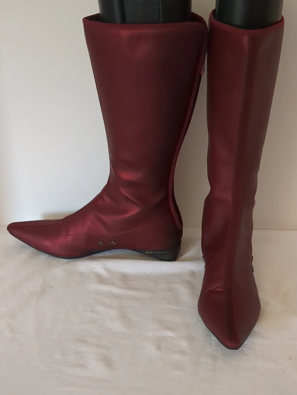 Cole Haan G Series Cranberry Rubber Kitten Heel Tall Rain Boots, 8